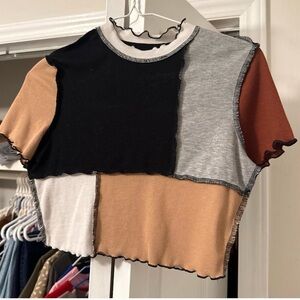 Colorblock Patchwork Crop Top